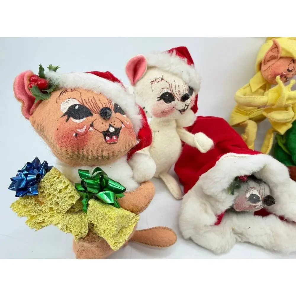Vintage Annalee Dolls Mixed Holiday Mouse Elf Lot 1990 1991 1993 2002